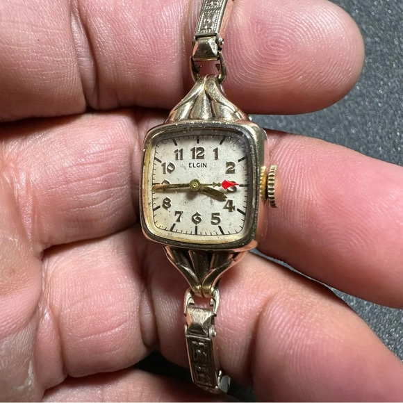 Vintage Elgin Ladies Watch Art Deco 10k Gold Filled Mechanical Wind Up Working - Picture 2 of 9
